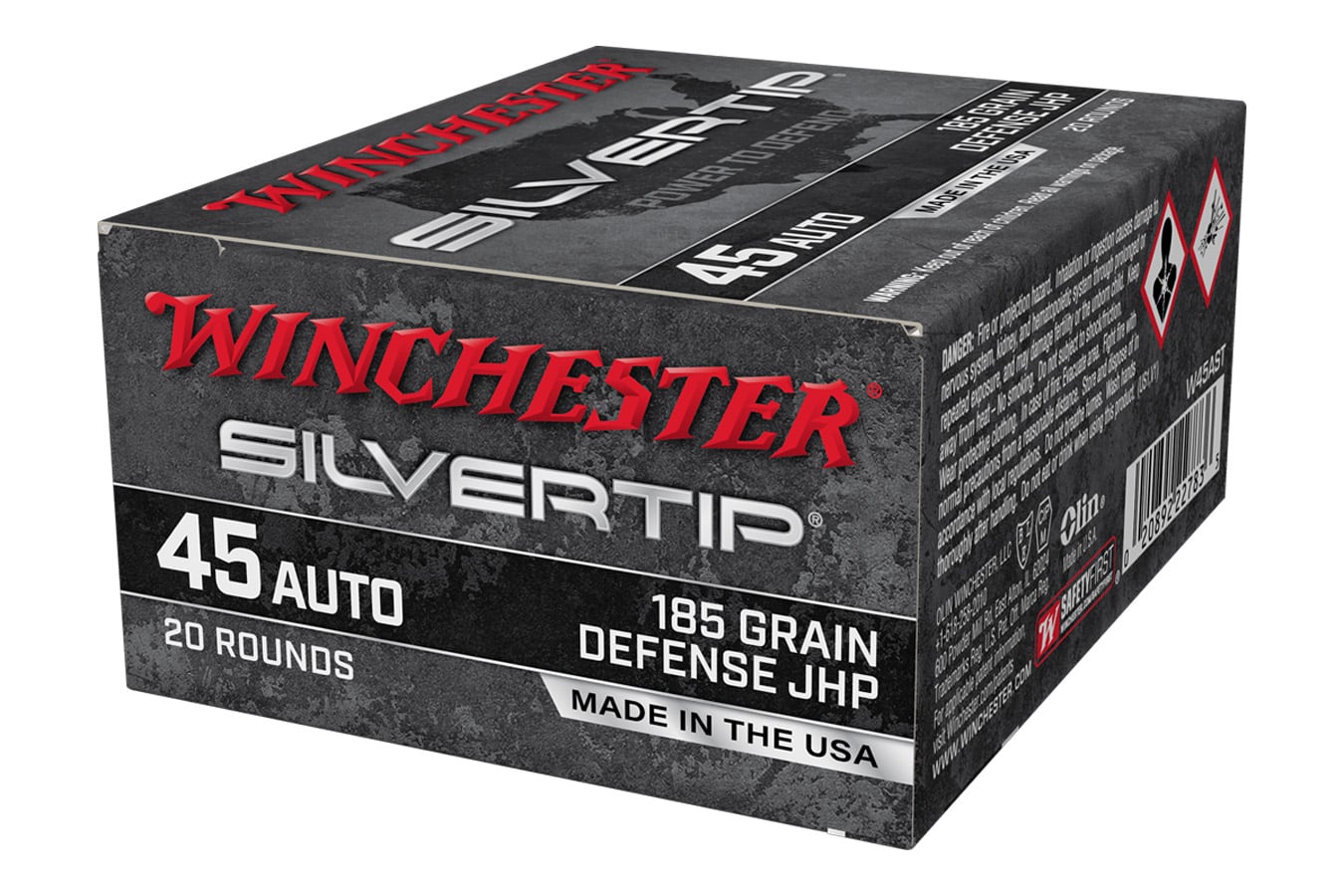 Winchester 45 Auto 185 gr JHP Silver Tip 20/Box